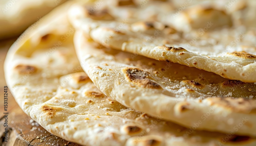 Poster close-up of soft einkorn flatbread in macro photograph