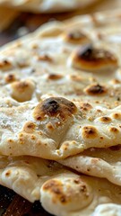 Close-Up of Soft Einkorn Flatbread with Golden Brown Spots