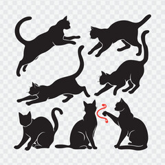  set of cats silhouettes. vector isolated silhouette cat set
