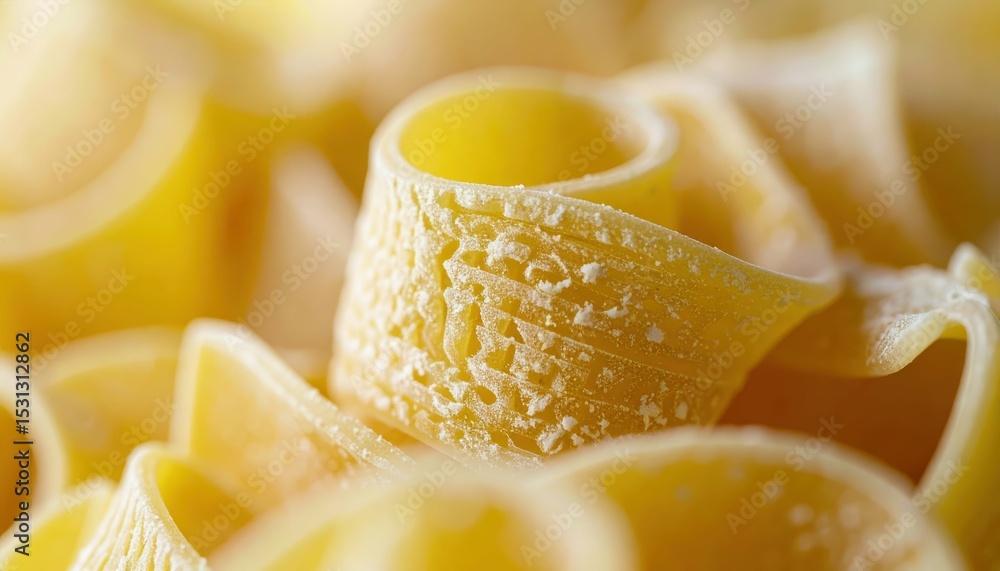 Poster unique macro close-up of einkorn pasta with distinctive texture and shape