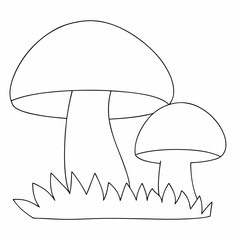 Mushrooms coloring page simple and minimal line art illustration on white background