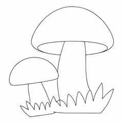 Mushrooms coloring page simple and minimal line art illustration on white background