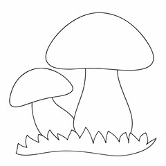 Mushrooms coloring page simple and minimal line art illustration on white background
