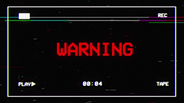 VCR playing, VHS tape playing, with Static noise and glitch text effect bad signal. TV noise, vintage animation video background