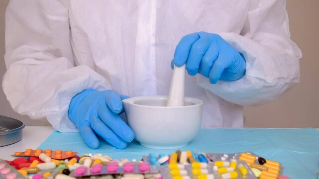 drugs to be examined in the laboratory. Selective focus.