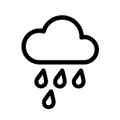 Bold Line Rain Cloud Icon 2D Flat Vector Illustration