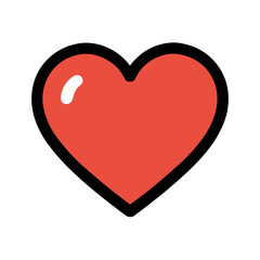 Cute Red Heart Icon Bold Line, Flat Design Illustration