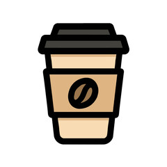Bold Line Coffee Cup Icon Flat Design Illustration