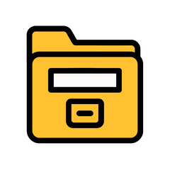 Bold Line Flat Icon Archive Folder - 2D Design Element