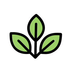 Bold Line Minimalist Leaf Icon Simple Green Plant Vector Illustration
