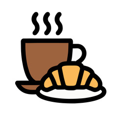 Coffee and Croissant A Perfect Breakfast Icon Illustration