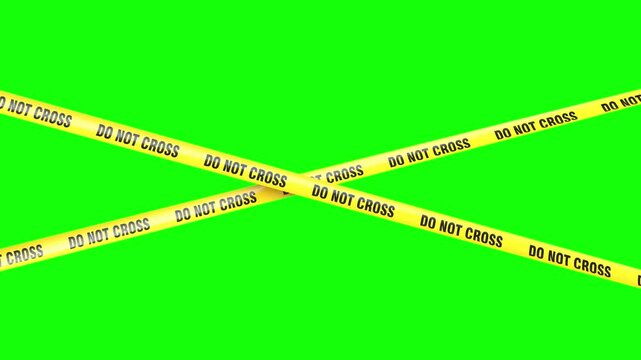 Yellow do not cross tape appearing on green screen