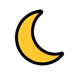 Crescent Moon Icon Bold Line, Flat Design, Yellow