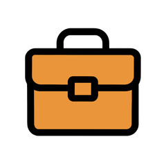 Bold Line Briefcase Icon Flat Design, 2D Vector Illustration