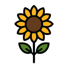 Bold Line Sunflower Icon Flat Design Vector Illustration