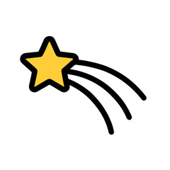 Shooting Star Icon Bold Line, Flat Design, Yellow Star
