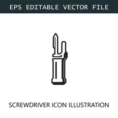 Screwdriver Icon Logo Vector Image in Black and White
