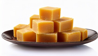 gula gula edible wax cubes for making jaggery and honey fusion white background