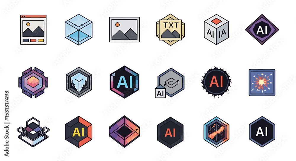 Poster vector icons set of collection of artistic ai and graphic design icons. vector illustrations