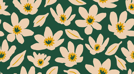 Exotic hand drawn flowers, seamless patterns with floral for fabric, textiles, clothing, wallpapers, covers, banners, home decor, abstract backgrounds. Vector illustration.