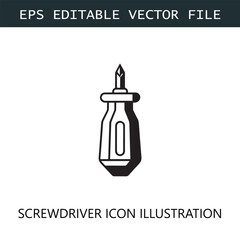 Screwdriver Icon Logo Vector Image in Black and White
