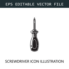 Screwdriver Icon Logo Vector Image in Black and White
