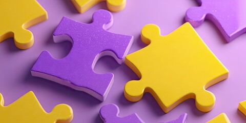 Obraz premium Close-up of colorful puzzle pieces