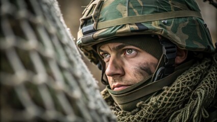 Obraz premium Intense military training session outdoor combat zone action photography rugged environment close-up resilience and focus