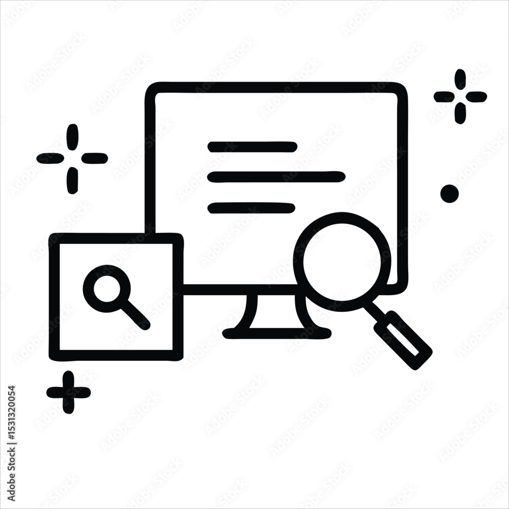 Poster online search and data analysis icon isolated on white background