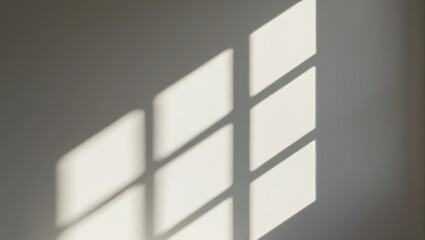 Abstract Sunlight Grid Shadows Cast by Window on Wall – Minimalist Bright Interior Background with Geometric Light Pattern for Calm and Modern Design Concepts