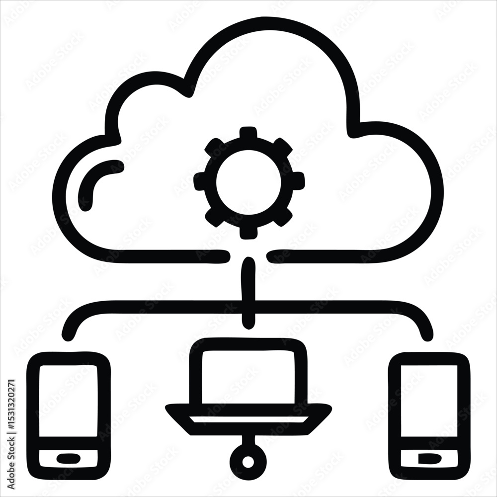 Poster cloud computing network icon isolated on white background