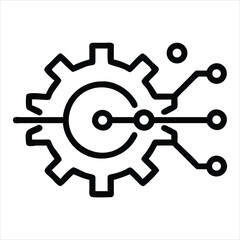 Obraz premium Gear connected to circuit board icon isolated on white background