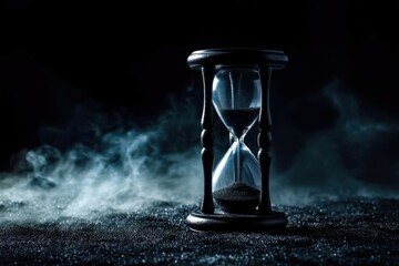 hourglass on black background