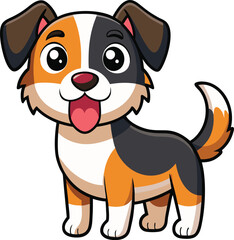 Obraz premium Adorable cartoon puppy dog tricolor happy