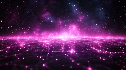 Fototapeta premium Abstract cosmic landscape with glowing network