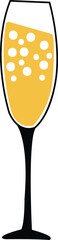 Champagne clip art design on plain white transparent isolated background for sign, decal, card, shirt, hoodie, sweatshirt, apparel, tag, mug, icon, poster or badge