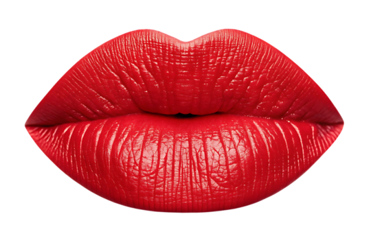 Luscious red lips, isolated on transparent background