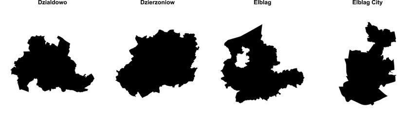 Dzialdowo, Dzierzoniow, Elblag, Elblag City outline maps