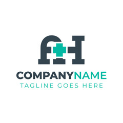 Obraz premium Letters AH Medical Plus Logo, for hospitals, clinics, pharmacy with HA or AH initials