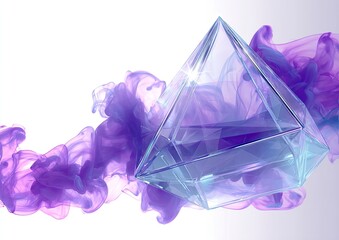Clear pyramid gem in purple smoke