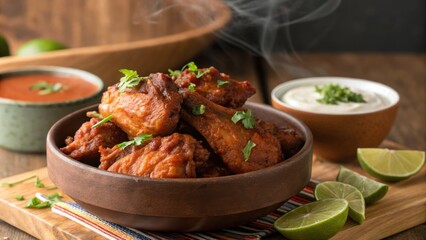 Delicious chicken wings recipe home kitchen food photography cozy environment artistic viewpoint flavorful for culinary enthusiasts