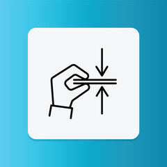  Fingers measuring thickness, representing foam depth, firmness, or structural support of the mattress.