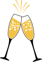 Champagne clip art design on plain white transparent isolated background for sign, decal, card, shirt, hoodie, sweatshirt, apparel, tag, mug, icon, poster or badge