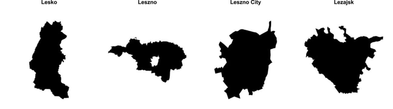 Lesko, Leszno, Leszno City, Lezajsk outline maps