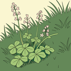 floral background with green leaves