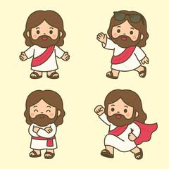 Funny Jesus Cartoon in Sunglasses and Superhero Cape