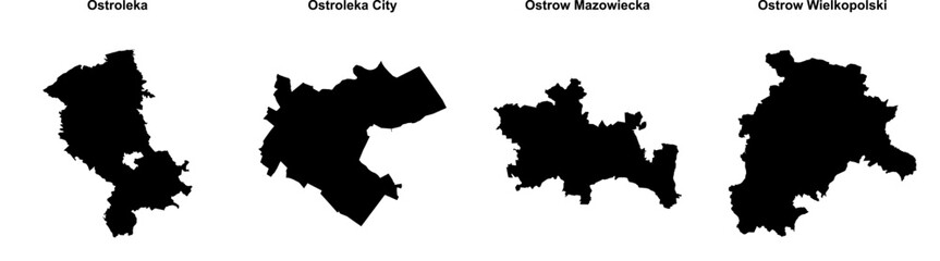 Ostroleka, Ostroleka City, Ostrow Mazowiecka, Ostrow Wielkopolski outline maps