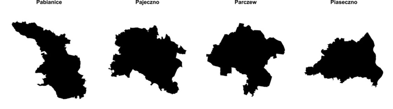 Pabianice, Pajeczno, Parczew, Piaseczno outline maps