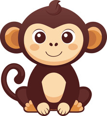 Obraz premium Adorable cartoon monkey sitting illustration
