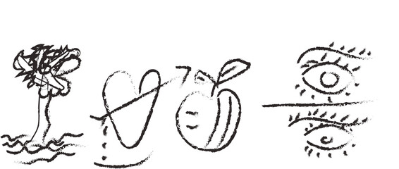 hand drawn vector set of floral elements